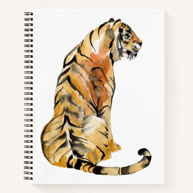 Watercolor Tiger Sitting Notebook (Front)