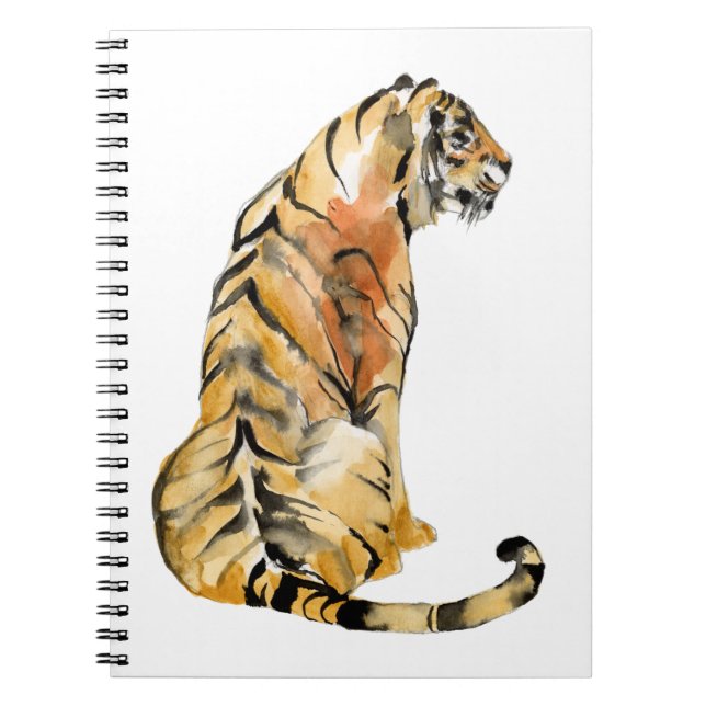 Watercolor Tiger Sitting Notebook (Front)