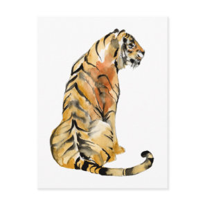 Watercolor Tiger Sitting Postcard