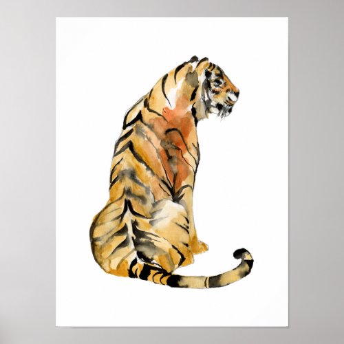 Watercolor Tiger Sitting Poster