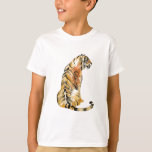 Watercolor Tiger Sitting T-Shirt<br><div class="desc">Sitting Tiger I by Jennifer Goldberger. A tiger in a watercolor style casually poses by sitting. | 163738Z</div>