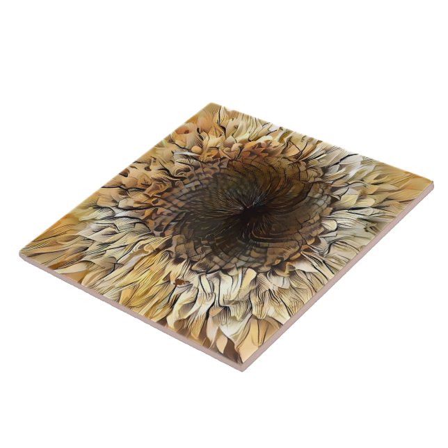 Watercolor Tiger Sunflower Elegant Collection Ceramic Tile (Side)