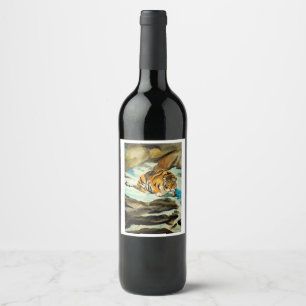 Watercolor Tiger Wine Label