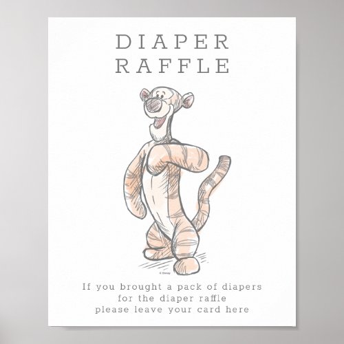 Watercolor Tigger Baby Shower Diaper Raffle Poster