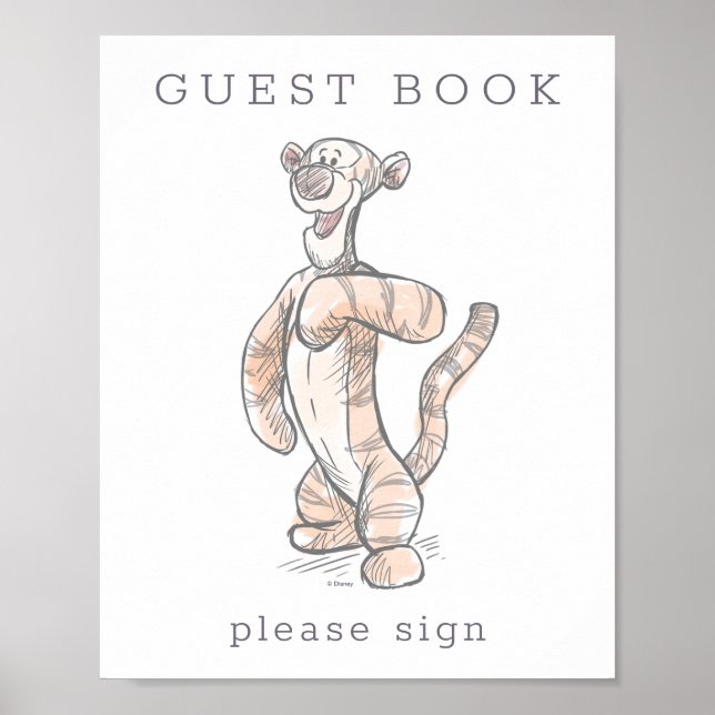 Watercolor Tigger Baby Shower Guest Book (Front)
