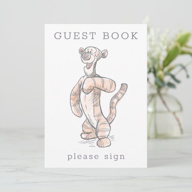 Watercolor Tigger Baby Shower Guest Book Invitation (Standing Front)