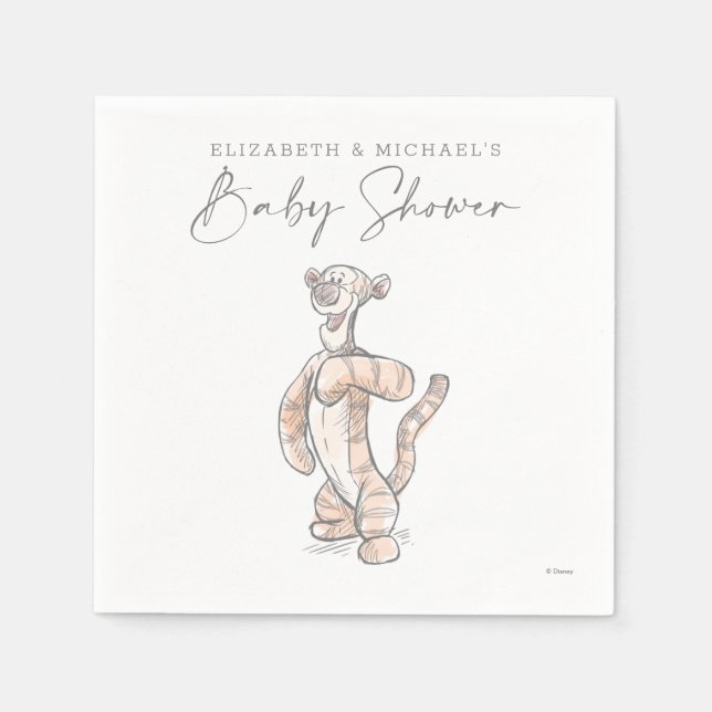 Watercolor Tigger Baby Shower Napkins (Front)