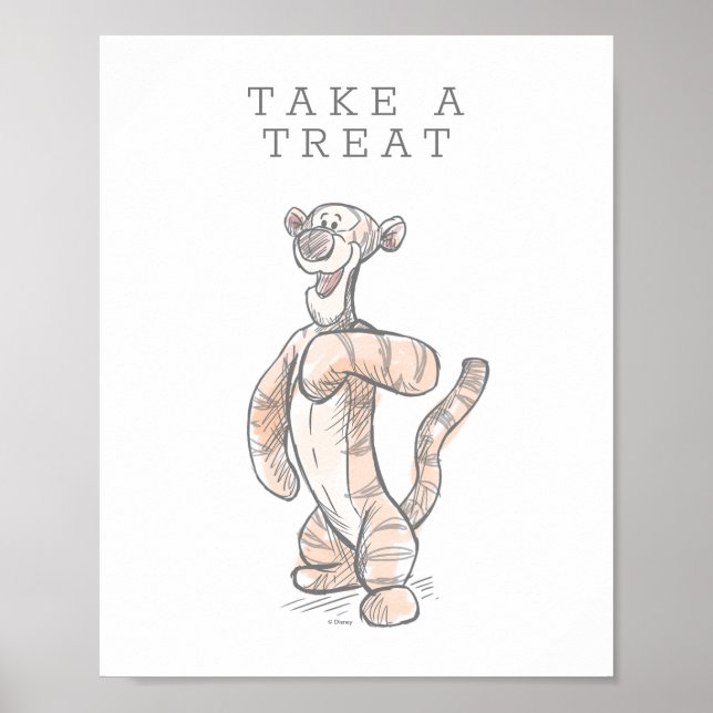 Watercolor Tigger Baby Shower Take a Treat Poster (Front)