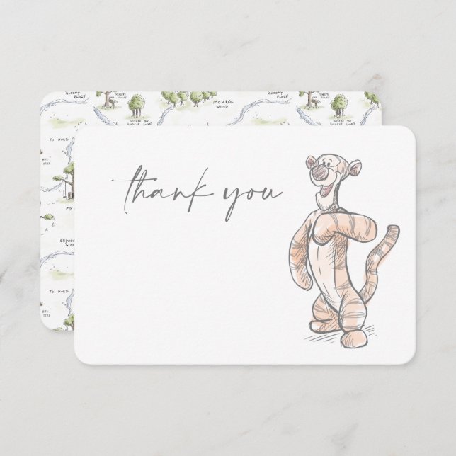 Watercolor Tigger Baby Shower Thank You Invitation (Front/Back)
