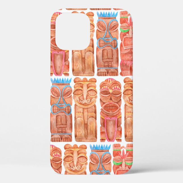 Watercolor tiki hawaii totem seamless pattern Case-Mate iPhone case (Back)