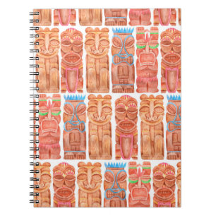 Watercolor tiki hawaii totem seamless pattern notebook