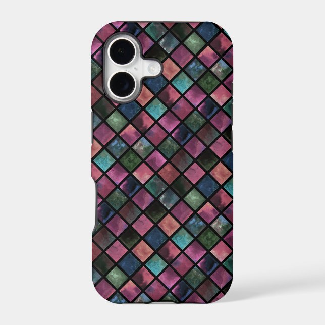 Watercolor, tile  iphone case (Back)