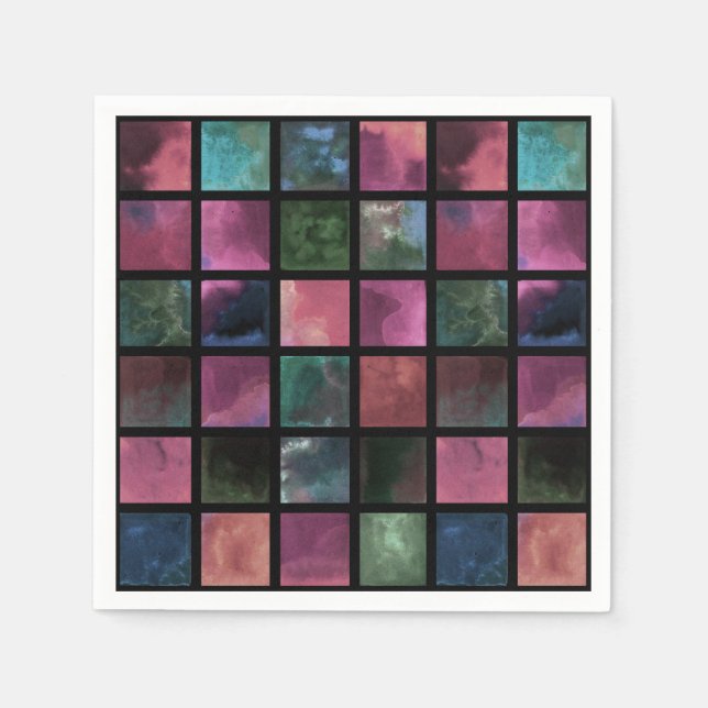 Watercolor, tile napkins (Front)