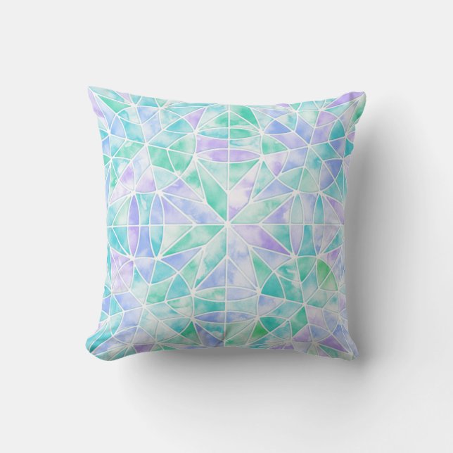 Watercolor tile pattern throw pillow (Front)