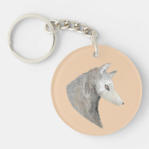 Watercolor Timber Wolf Keychain