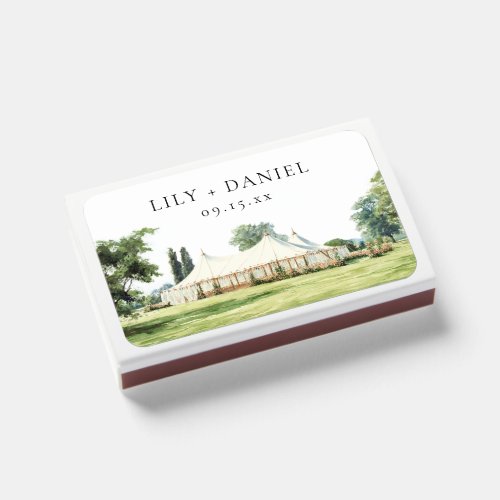 Watercolor Tipi Marquee Garden Outdoor Wedding Matchboxes