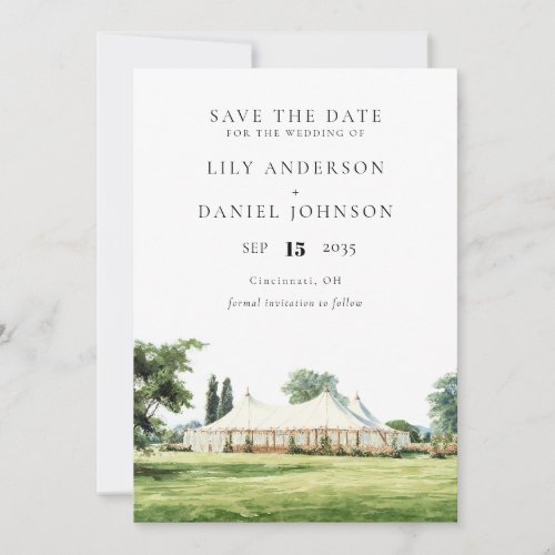 Watercolor Tipi Marquee Garden Outdoor Wedding Save The Date