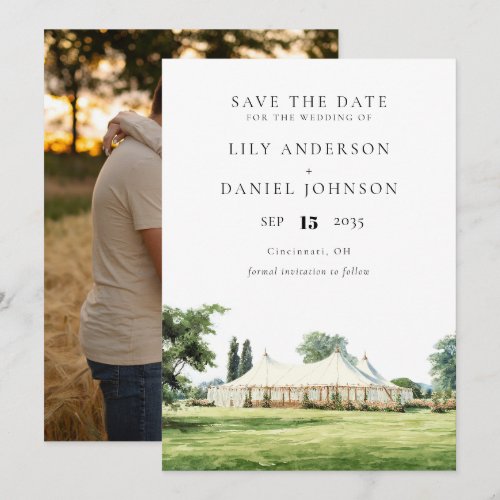 Watercolor Tipi Marquee Garden Photo Wedding Save The Date