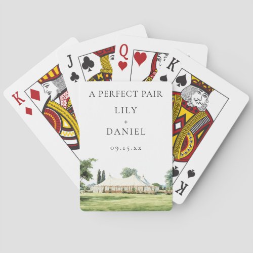 Watercolor Tipi Marquee Wedding Perfect Pair Favor Poker Cards