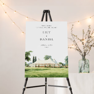 Watercolor Tipi Marquee Wedding Welcome Sign