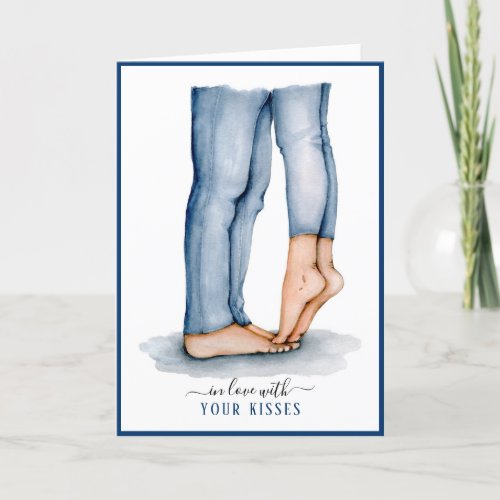 Watercolor Tiptoe Kiss Holiday Card