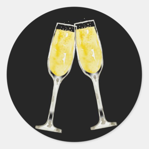 Watercolor Toasting Champagne Flutes Sticker