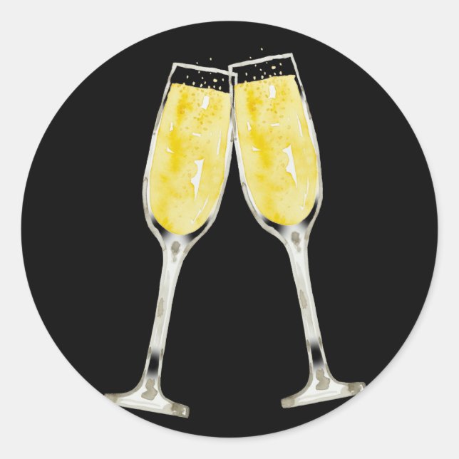 Watercolor Toasting Champagne Flutes Sticker (Front)