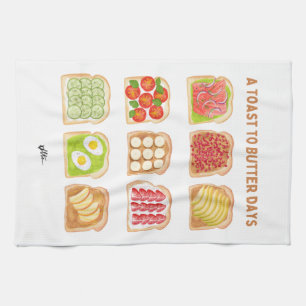 Watercolor Toasts - A Toast To Butter Days Kitchen Towel