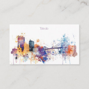 Watercolor Toledo City Skyline Business Card