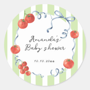 Watercolor tomato baby shower classic round sticker