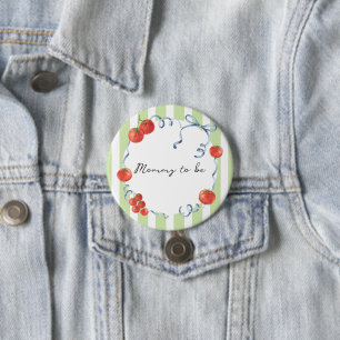 Watercolor tomato baby shower Mommy to be Button