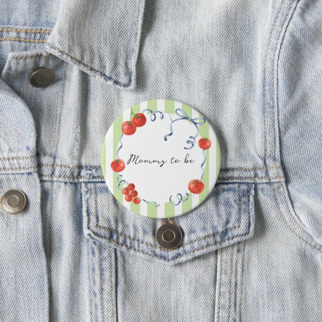 Watercolor tomato baby shower Mommy to be Button (In Situ)