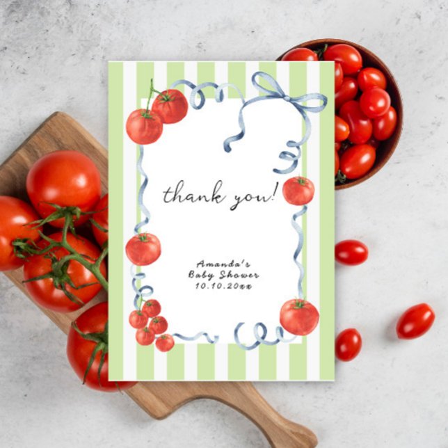 Watercolor tomato baby shower thank you card (Creator Uploaded)
