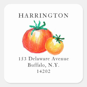 Watercolor Tomato Hand-Drawn Return Address Label