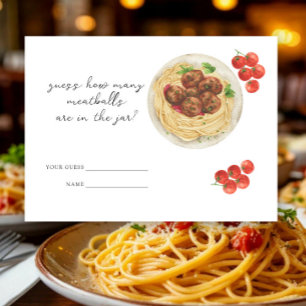 Watercolor tomato pasta - guess how many meatballs enclosure card
