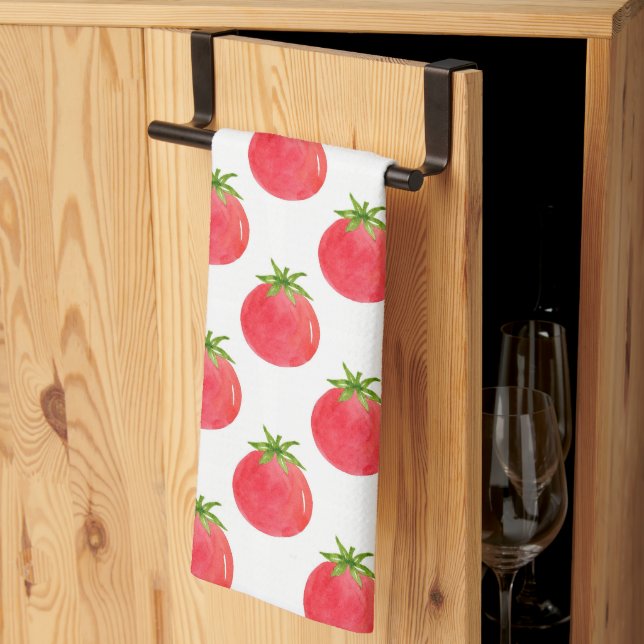 Watercolor Tomato Pattern   Kitchen Towel (Thirds Fold)