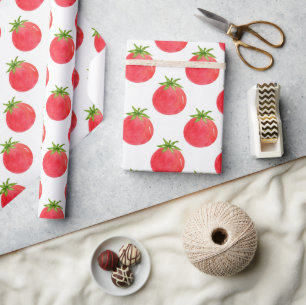 Watercolor Tomato Pattern   Wrapping Paper