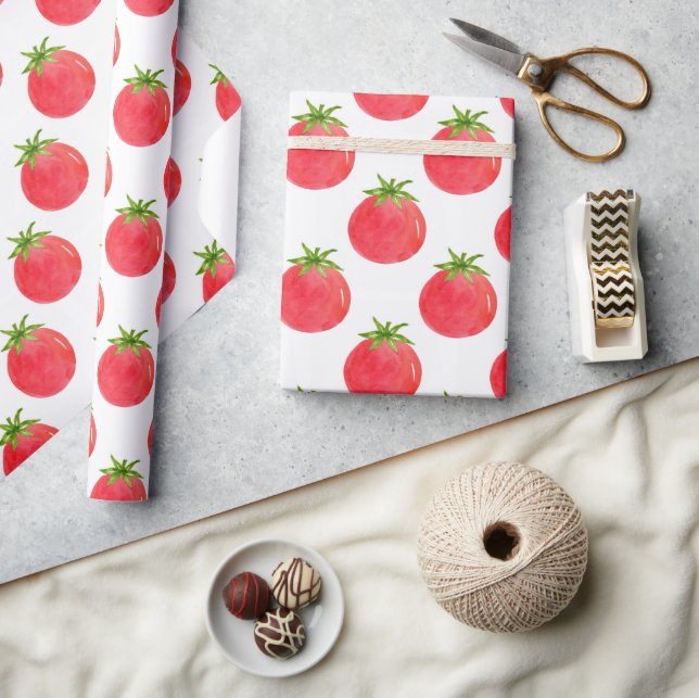 Watercolor Tomato Pattern   Wrapping Paper (Crafts)