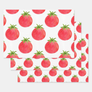 Watercolor Tomato Pattern  Wrapping Paper Sheets
