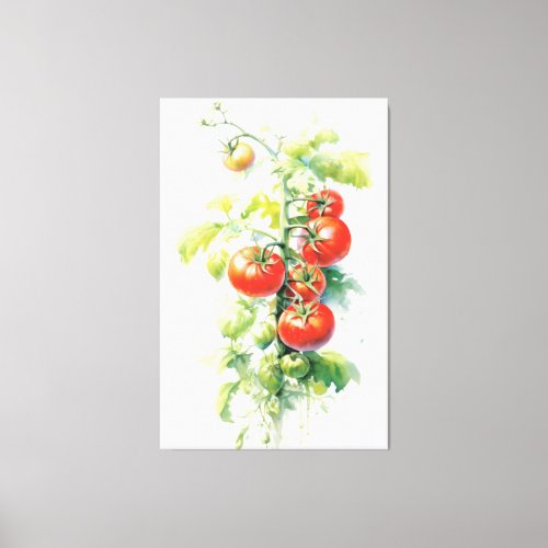 Watercolor Tomato Plant Delight Canvas Print