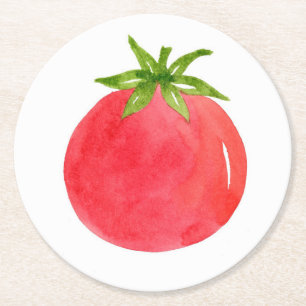 Watercolor Tomato      Round Paper Coaster
