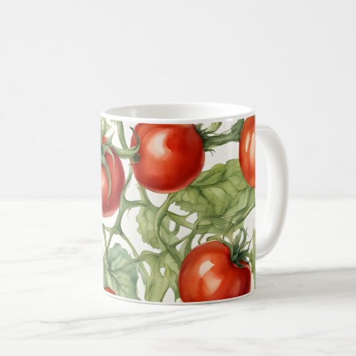 Watercolor Tomato Vine Pattern | Botanical Garden Coffee Mug