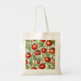 Watercolor Tomato Vine Pattern | Botanical Garden Tote Bag