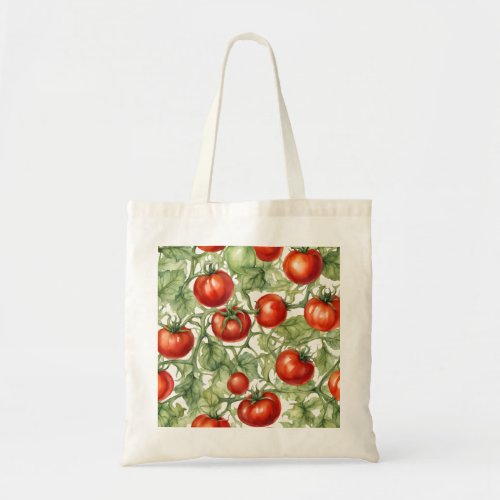Watercolor Tomato Vine Pattern | Botanical Garden Tote Bag