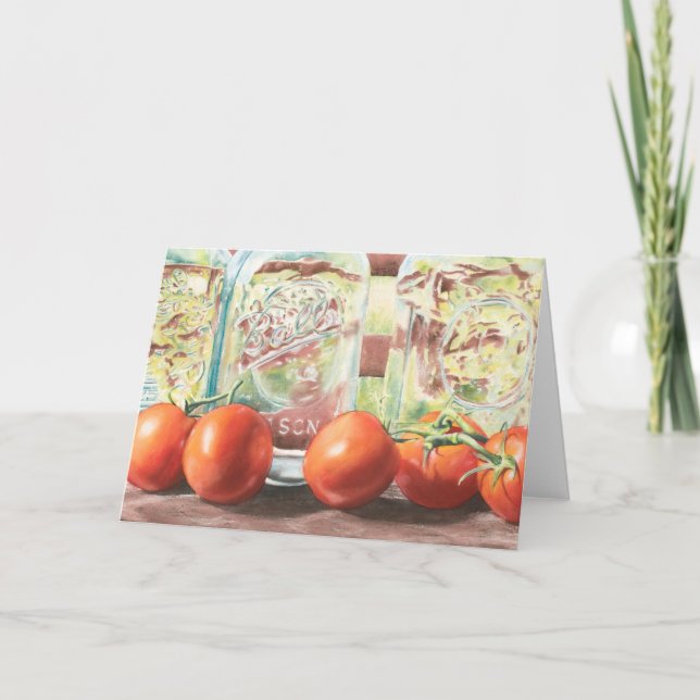 Watercolor Tomatoes Glass Print Notecards (Front)
