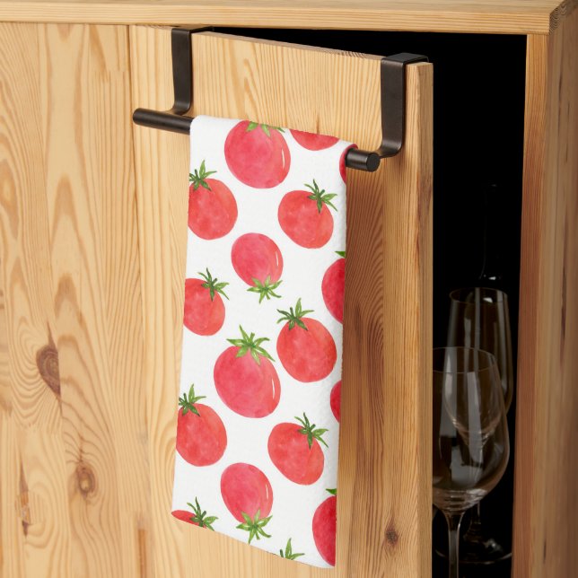 Watercolor Tomatoes Pattern    Kitchen Towel (Thirds Fold)