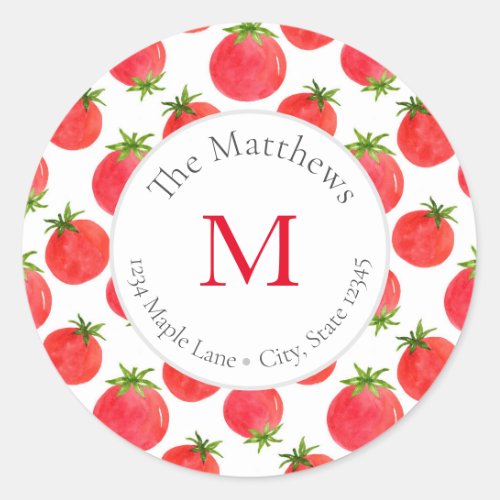 Watercolor Tomatoes Pattern labels