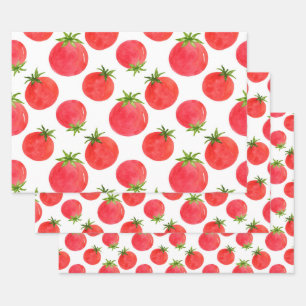 Watercolor Tomatoes Pattern   Wrapping Paper Sheets