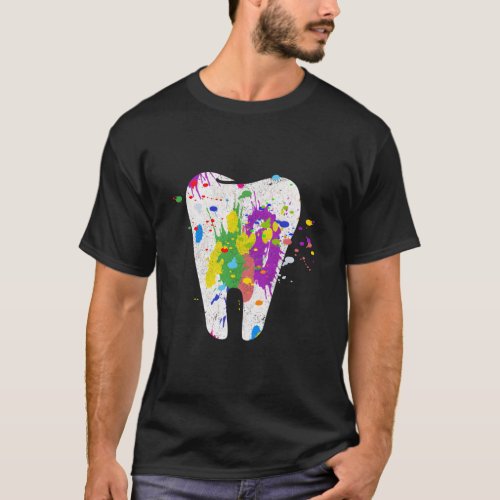 Watercolor Tooth Print th Anatomical Dentist Denta T_Shirt