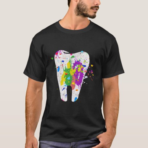Watercolor Tooth Printth Anatomical Dentist Dental T_Shirt